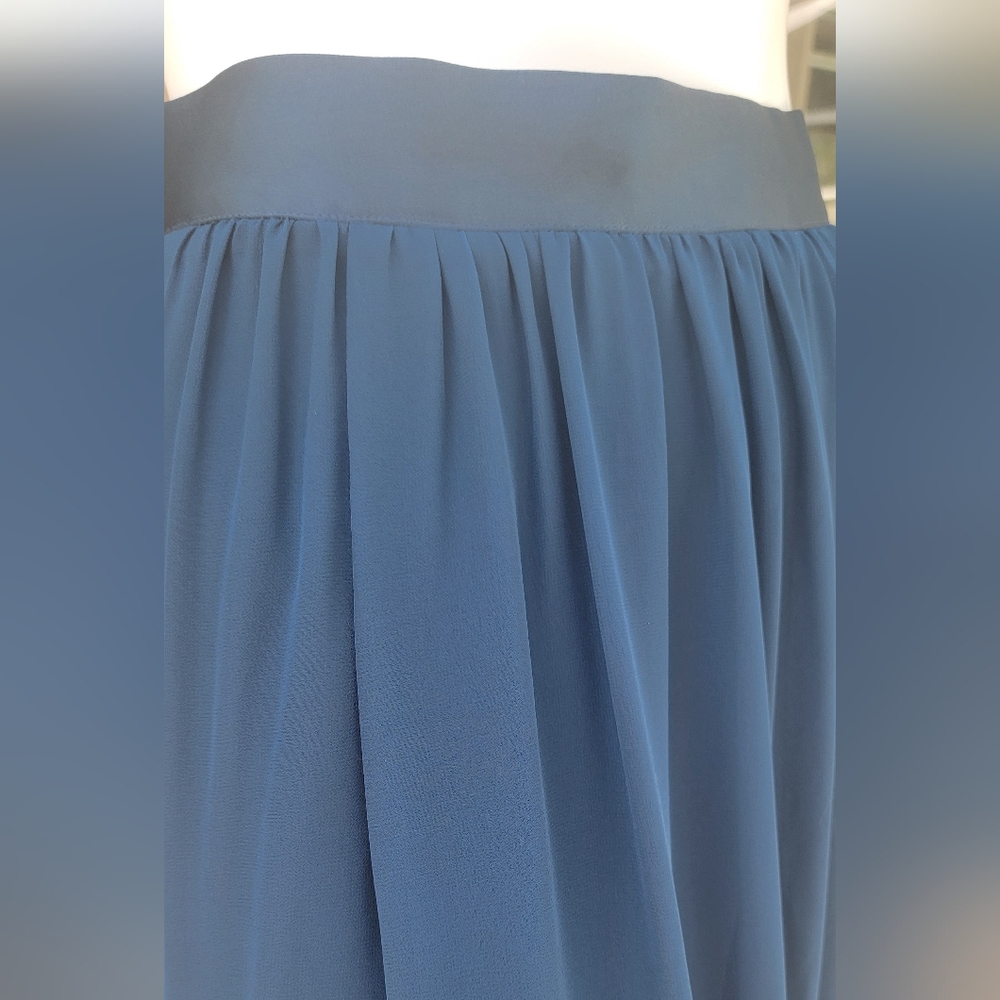 Eva Mendes NY&Co Teal Blue Sheer Panel Fairycore Maxi Skirt Sz 2 - Picture 4 of 13
